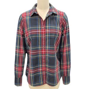 J Crew Perfect shirt women's 8T red green plaid cotton long sleeve button down